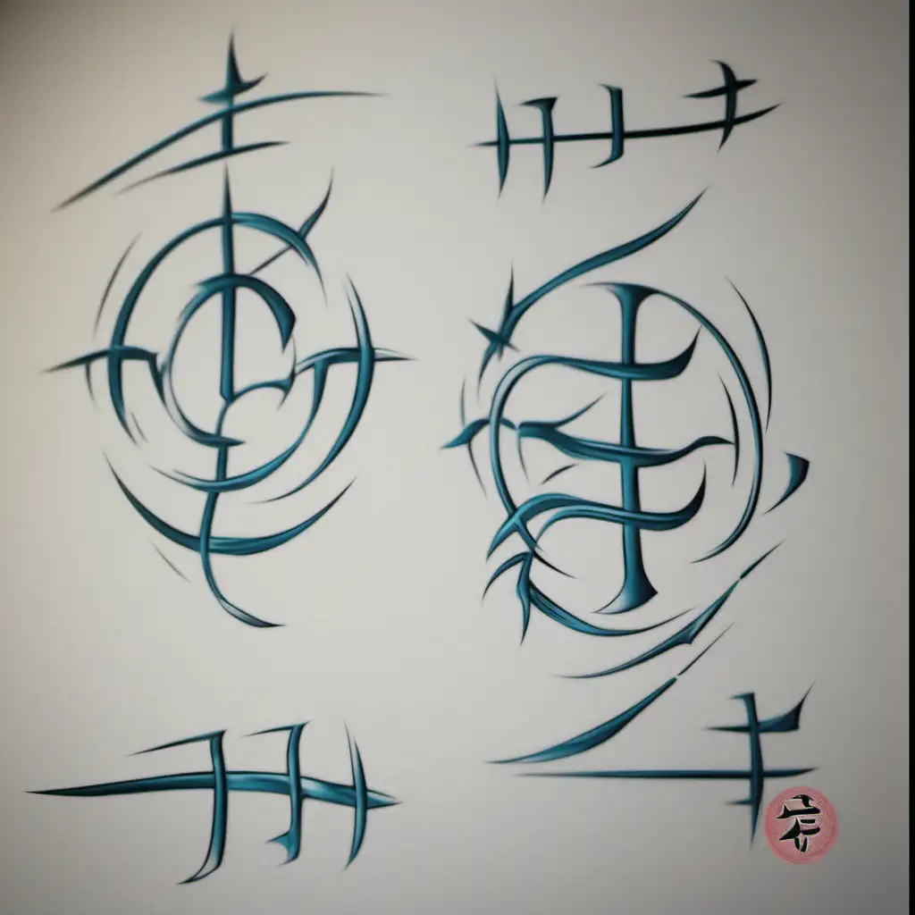 /blend

Please create a Japanese kanki style rendering of this Cho Ku Rei symbol including the directional arrows on how to draw it. 