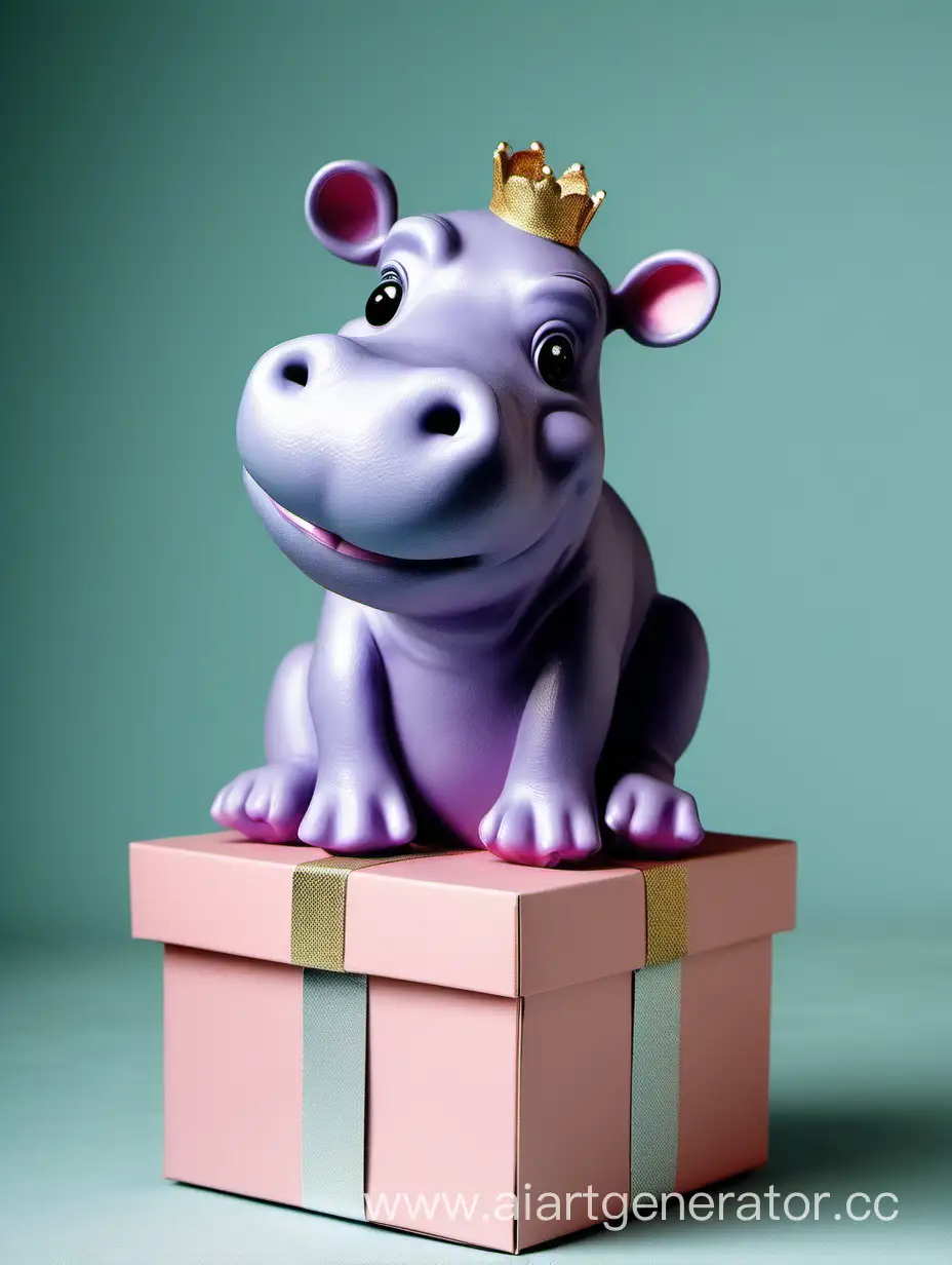 Adorable-Hippopotamus-Sitting-on-a-Festive-Gift-Box