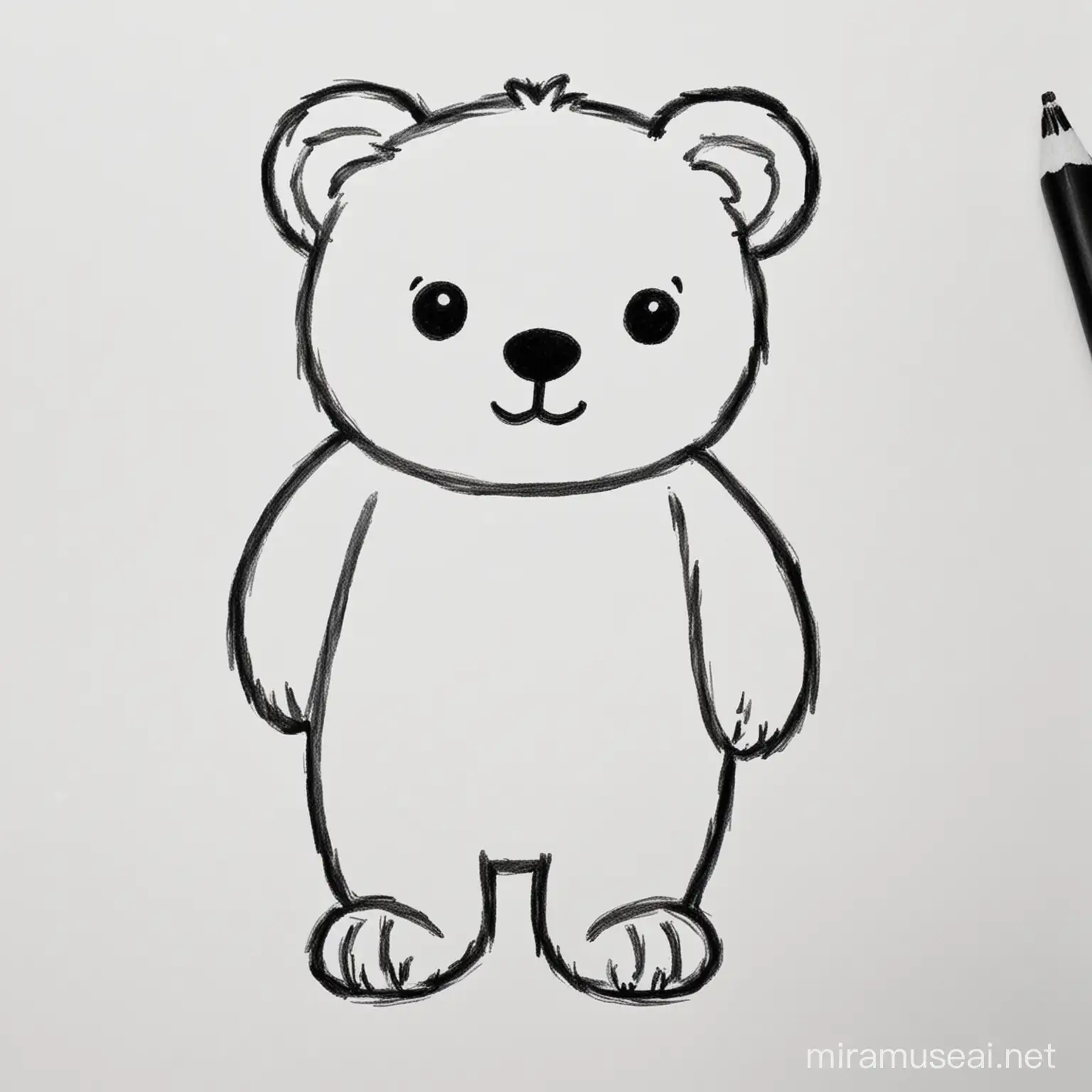 Cute Bear Themed Coloring Sheet for Children on White Background