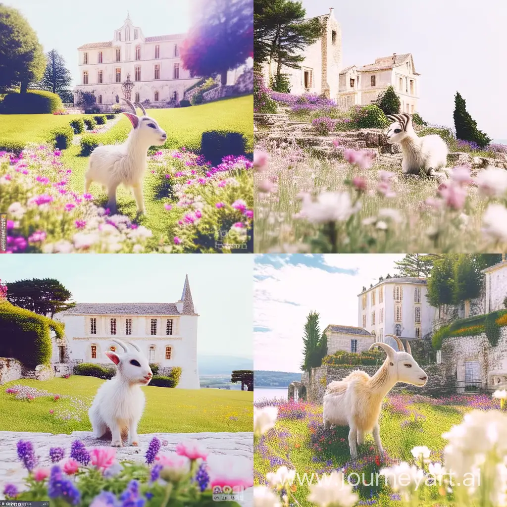 Adorable-Baby-Goat-Amidst-Blooms-at-a-Charming-French-Chateau