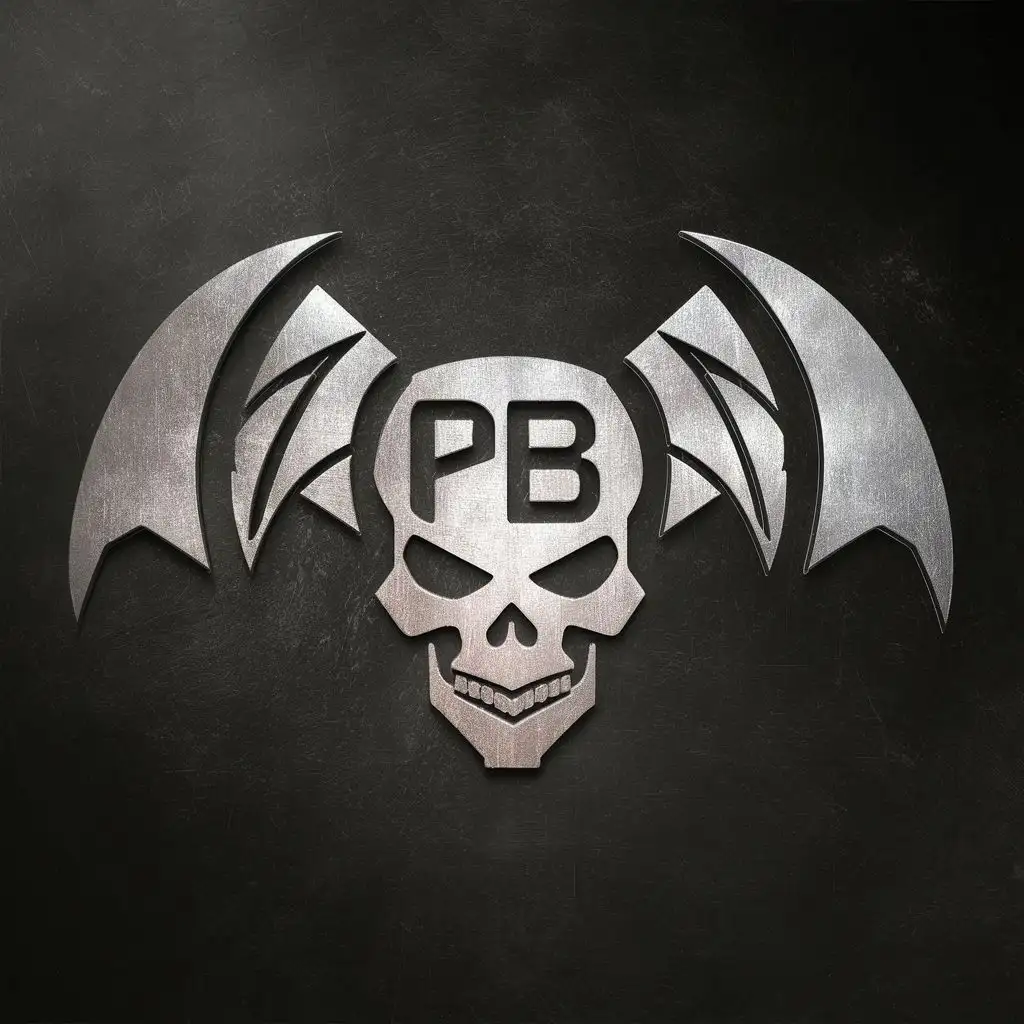 logo, coffin skull bat, with the text "PB", typography, be used in Entertainment industry