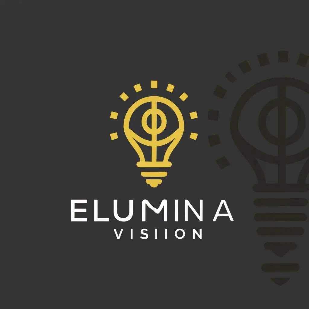 a logo design,with the text "Elumina Vision", main symbol:lightbulb,Minimalistic,be used in Internet industry,clear background