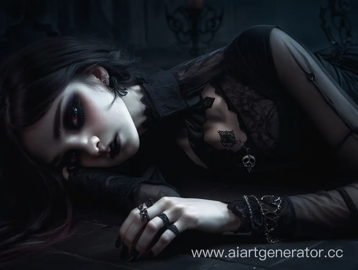 Gothic-Girl-Lamenting-in-Dark-Ambiance