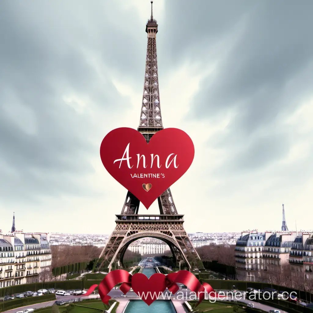 Валентинка на эйфелевой башне с надписью Anna