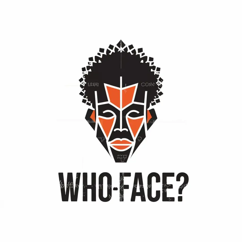 a logo design,with the text "Who-Face?", main symbol:a face of a black man with face tattoos and diamond teeth and a big afro,complex,clear background
