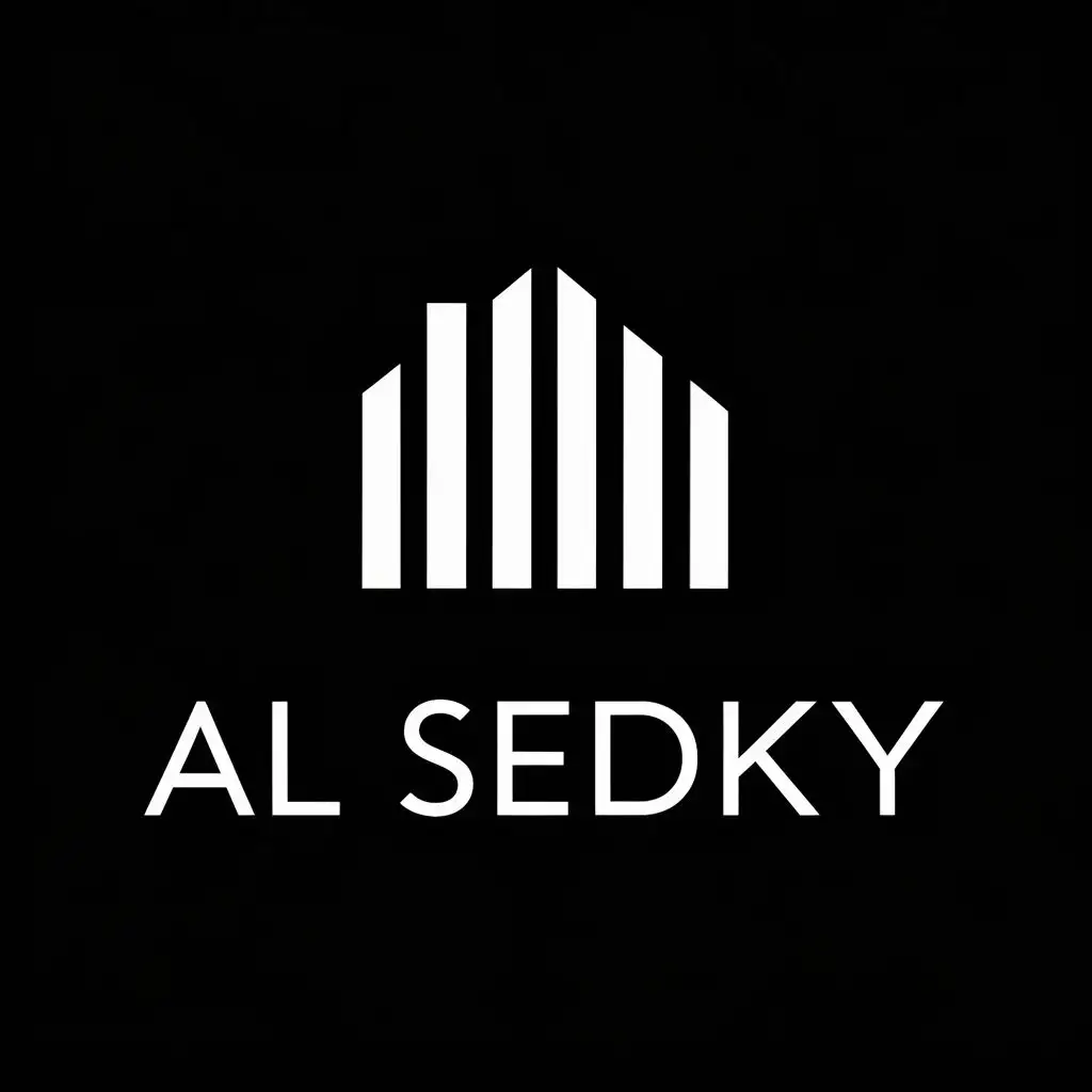 logo, vertical bars, home, apartment, with the text "Al Sedky", typography, be used in Real Estate industry