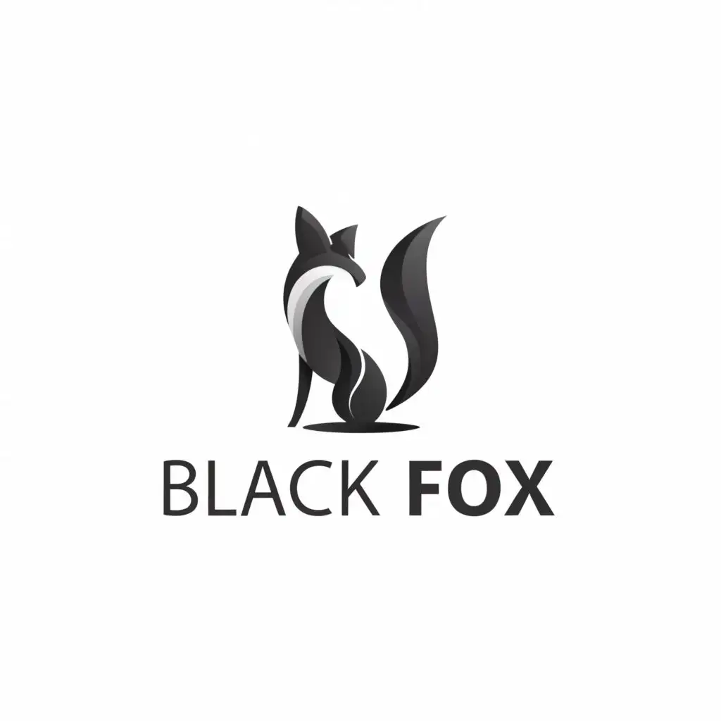 LOGO Design For Black Fox Sleek Fox Symbol with Minimalistic Text on ...