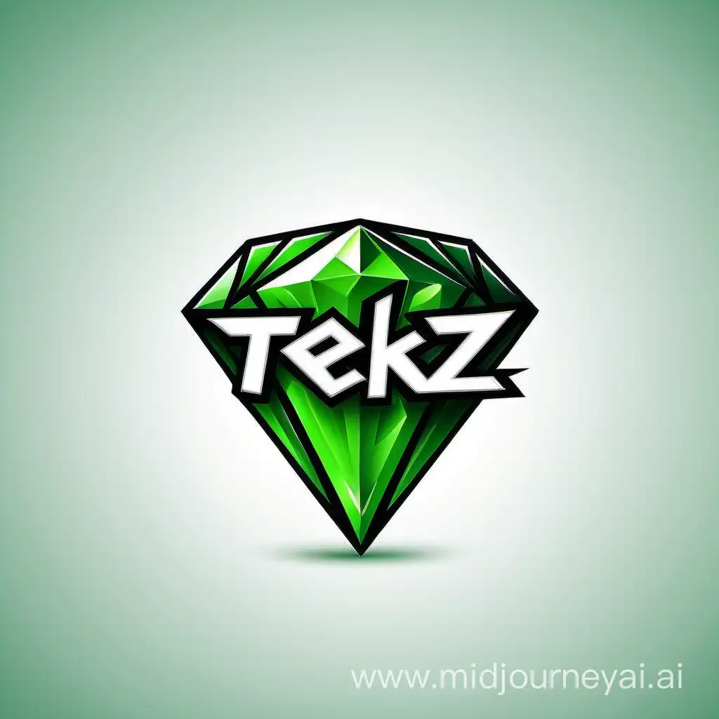 Erstelle ein Logo, dass folgendes Wort beeinhaltet "TEKZ". Es soll mittig in einer Raute sein und die Hauptfarbe soll grün sein. Es soll Groot mit zu sehen sein.