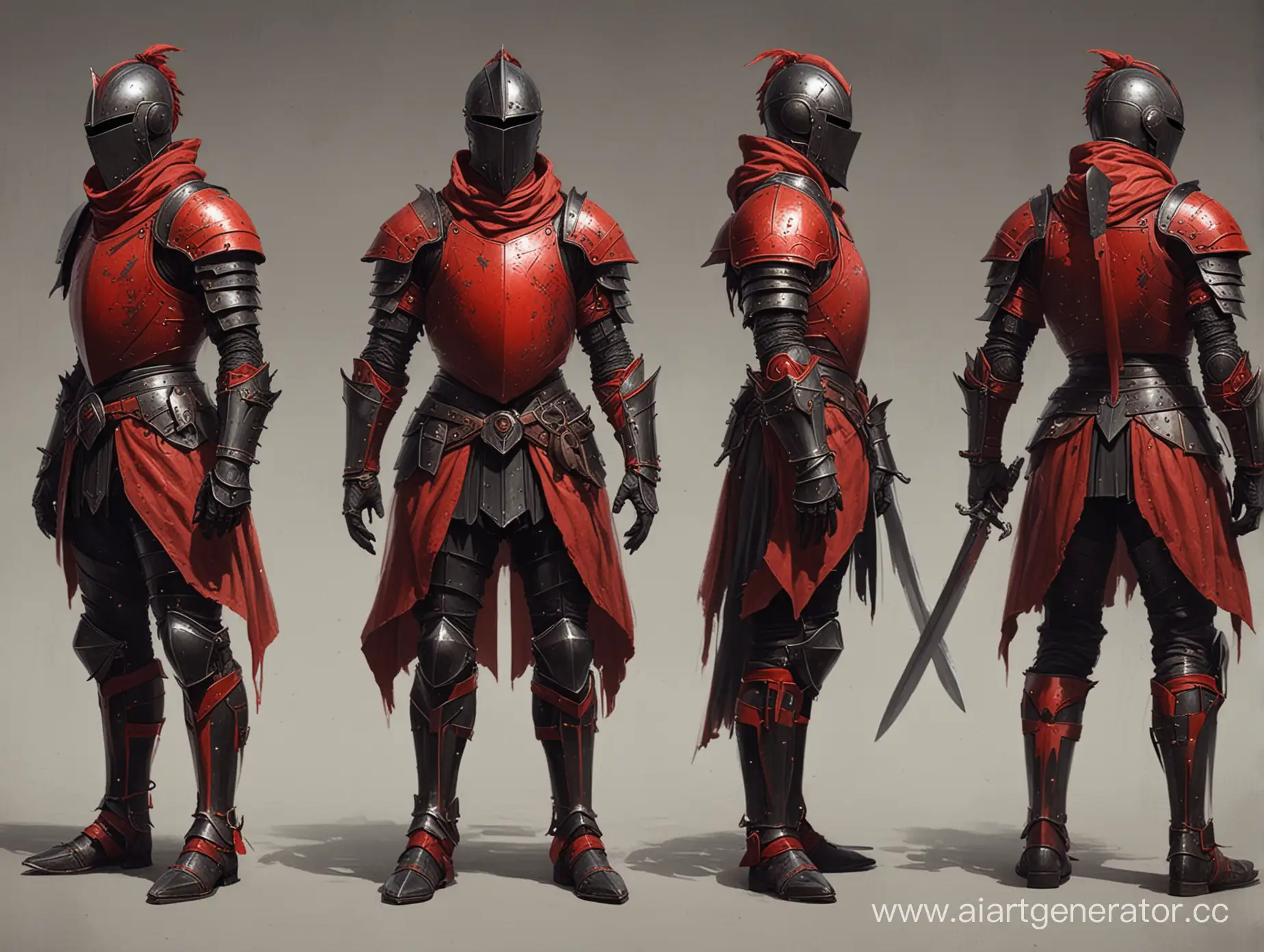 Unconventional-RedBlack-Armored-Knight-Without-Sword