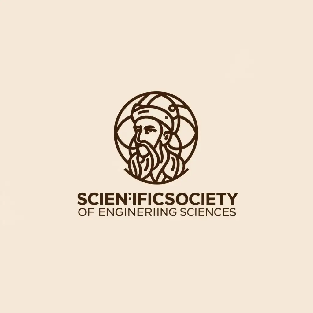 a logo design,with the text "Scientific Society of Engineering Sciences", main symbol:The appearance of Abu Rayhan al-Biruni,Minimalistic,be used in Technology industry,clear background
