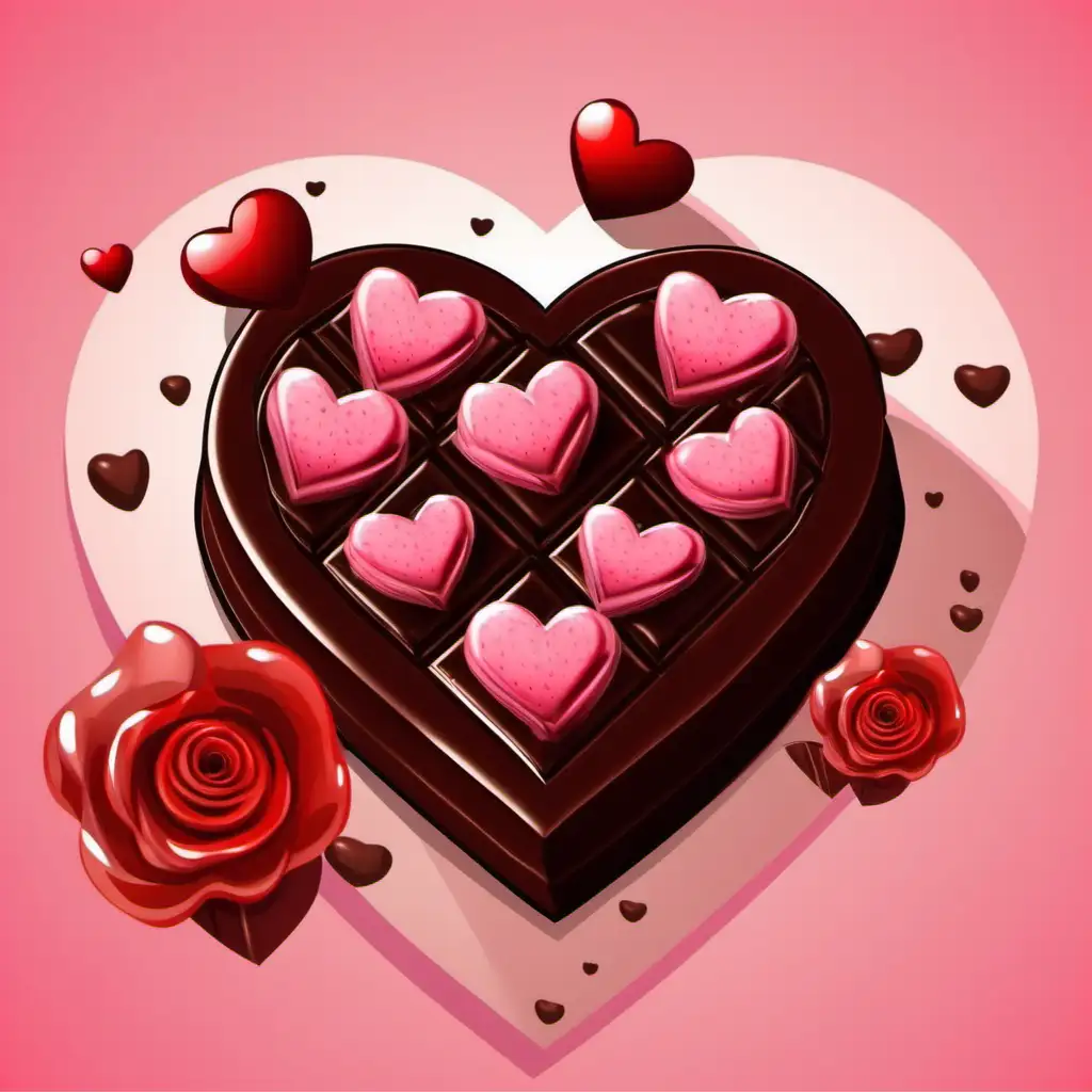 Romantic Valentines Day Cartoon with Chocolate Flowers