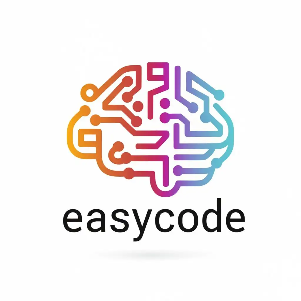 logo, code, brain, with the text "EasyCode", typography, be used in Technology industry