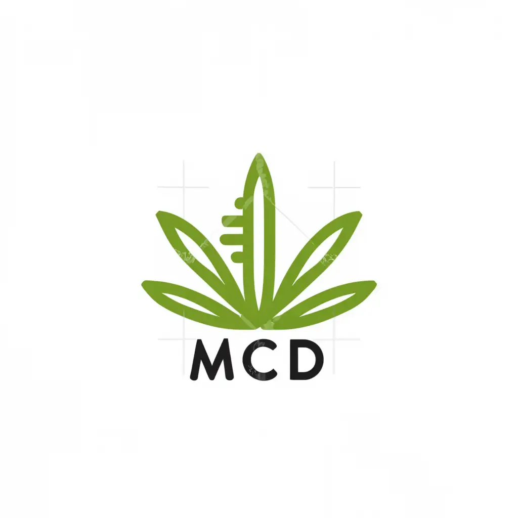 a logo design,with the text "MCD", main symbol:Cannabis leaf,Moderate,clear background