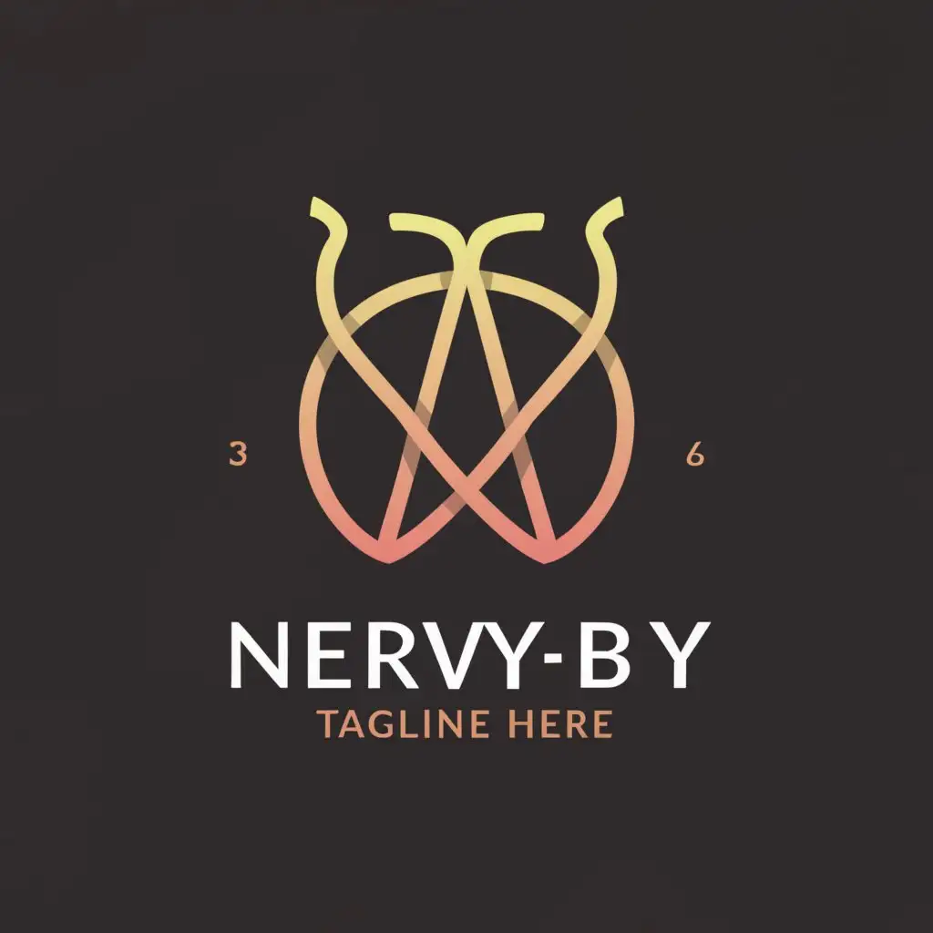 a logo design,with the text "nervy.by", main symbol:pentagram with diabolical horns simplistic sircle design with cross brush and pen,Minimalistic,clear background