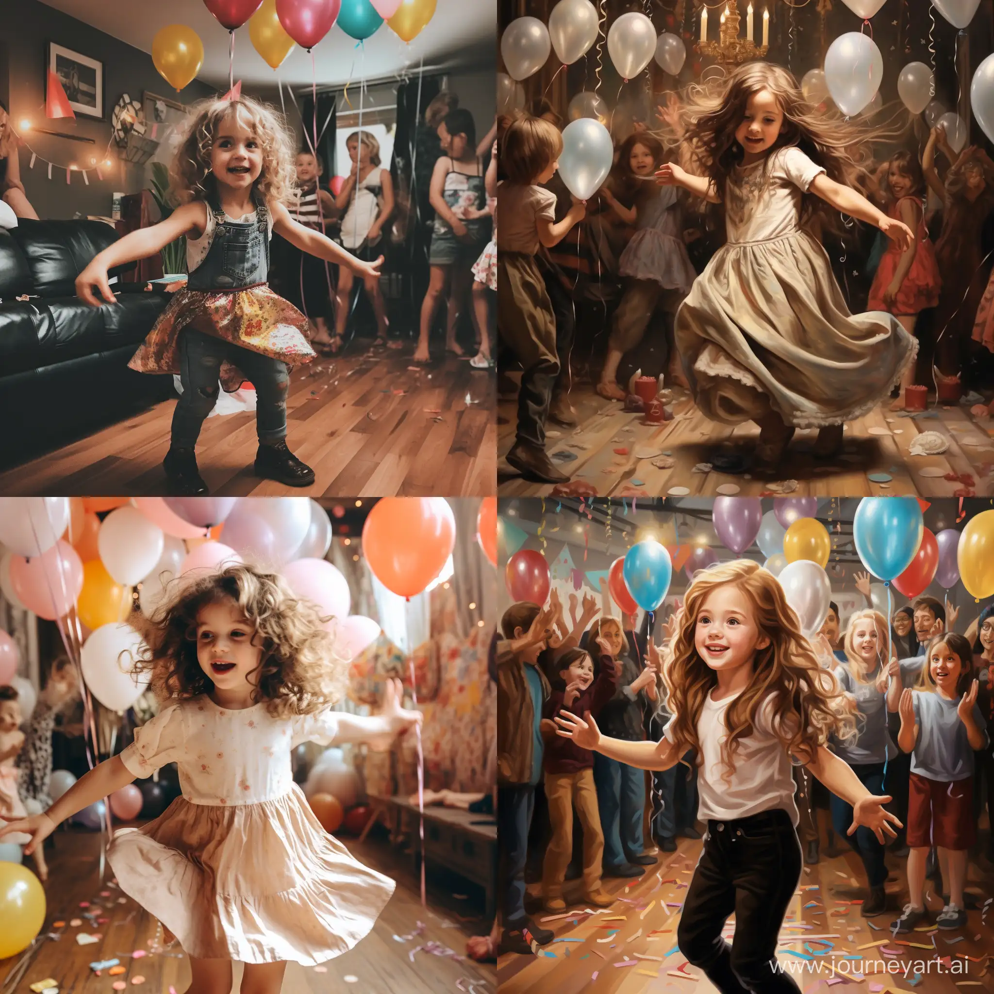 小女孩在在自己生日派对上给大家跳舞