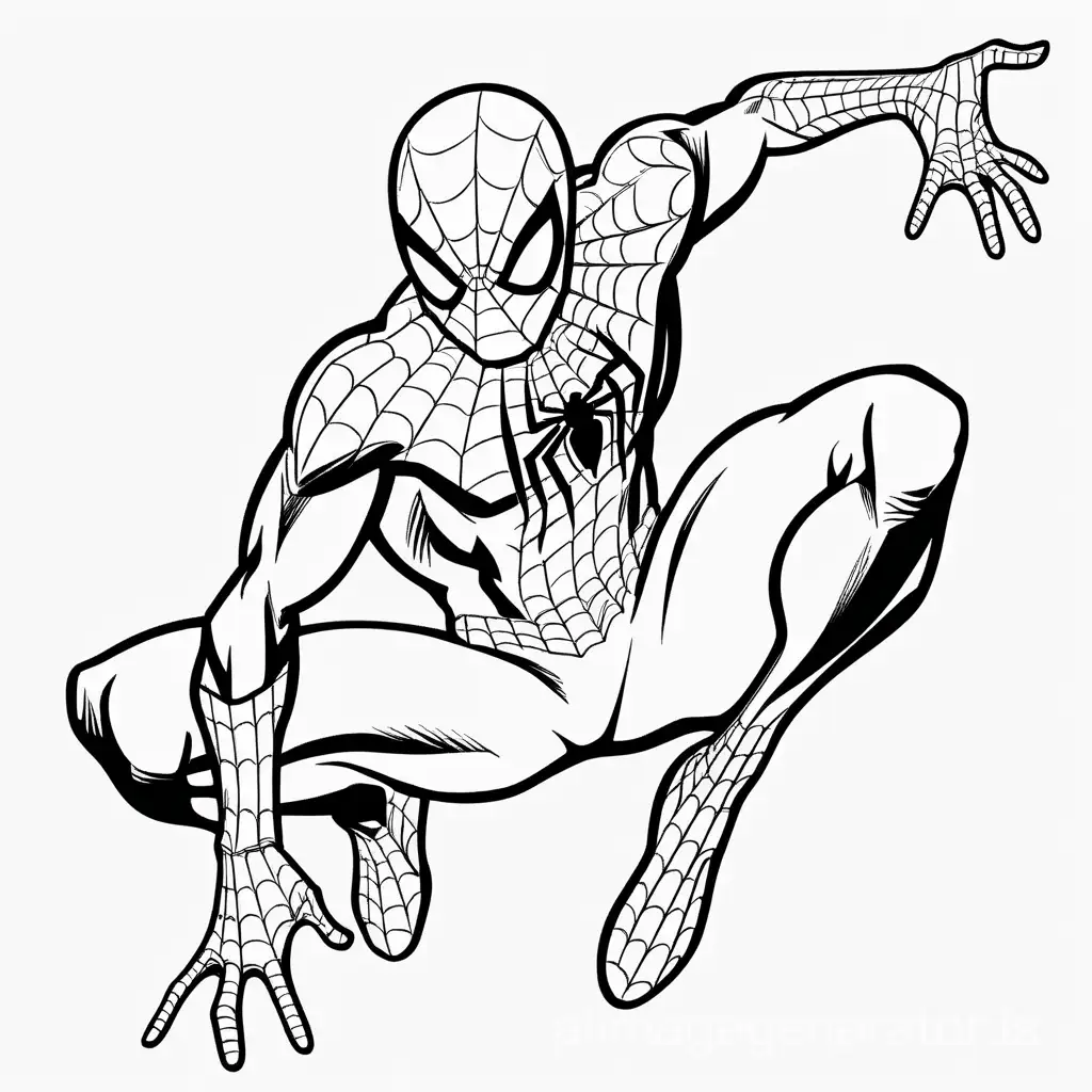 SpiderMan-Coloring-Outline-on-White-Background