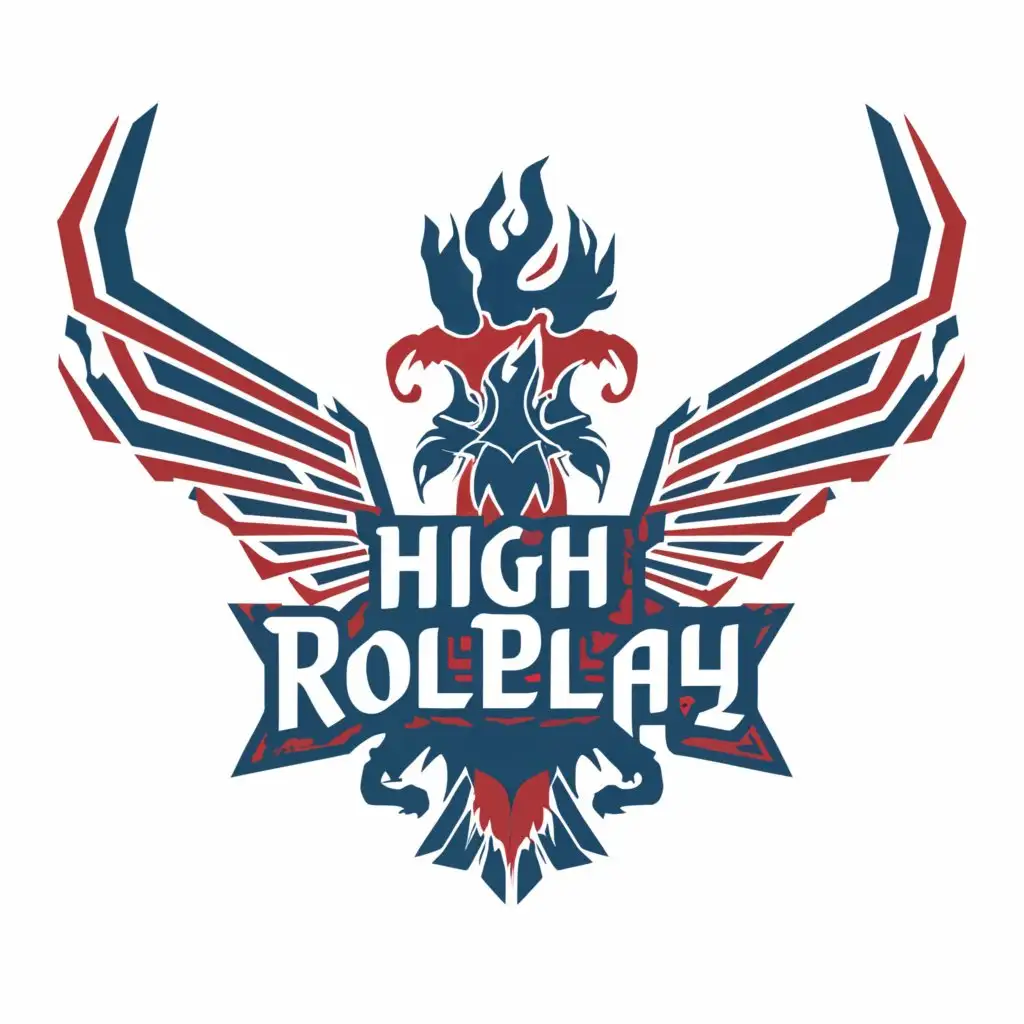 a logo design,with the text "HIGH ERA ROLEPLAY", main symbol:Make me a Fivem Logo with Indonesian culture with domain color blue,red,black and have many meaning on it and I recommend just one letter [H],Minimalistic,clear background