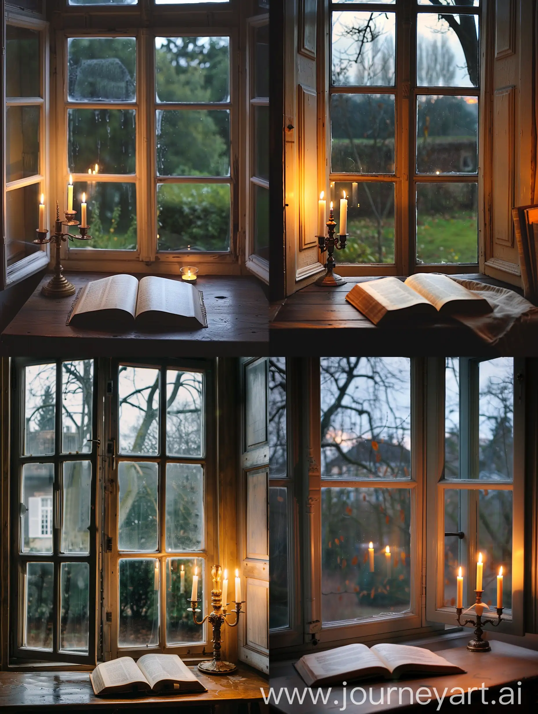 Cozy-Reading-Nook-with-Illuminated-Book-by-French-Window