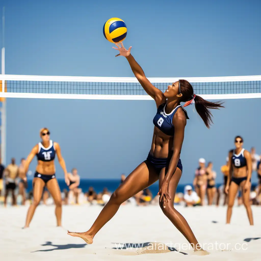 Dynamic-Jump-Serve-by-Talented-Female-Beach-Volleyball-Player