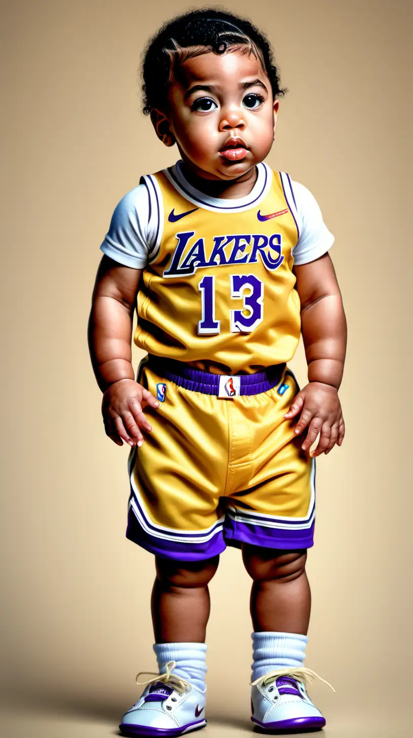 Anthony Davis as a Baby in Los Angeles Lakers Uniform Portrait