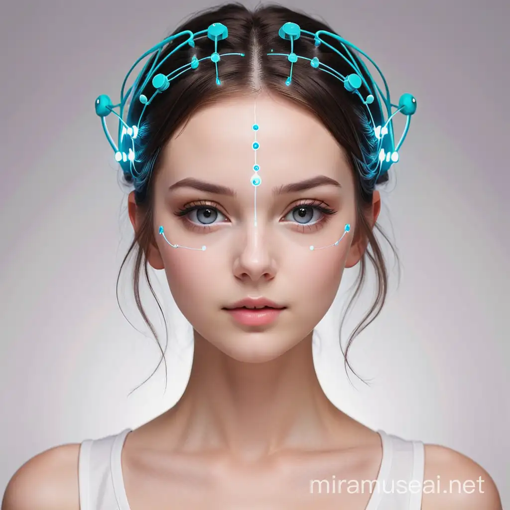 Futuristic Neurocosmetics Girl with Cybernetic Enhancements