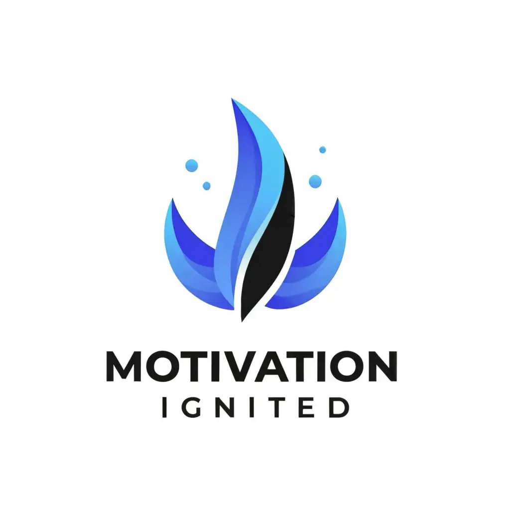 a logo design,with the text "Motivation Ignited", main symbol:Blue Flames,Minimalistic,clear background