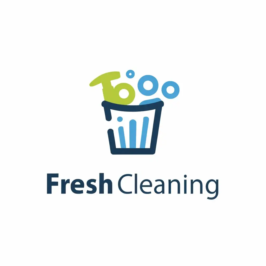 a logo design,with the text "fresh cleaning", main symbol:bucket of household chemicals,Minimalistic,be used in Beauty Spa industry,clear background