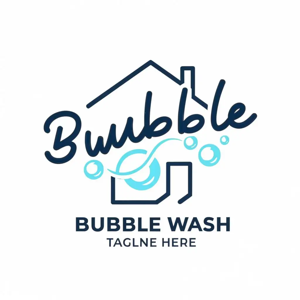 logo, Put on two lines, not both words on same line.
, with the text "Bubble Wash", typography, be used in Real Estate industry