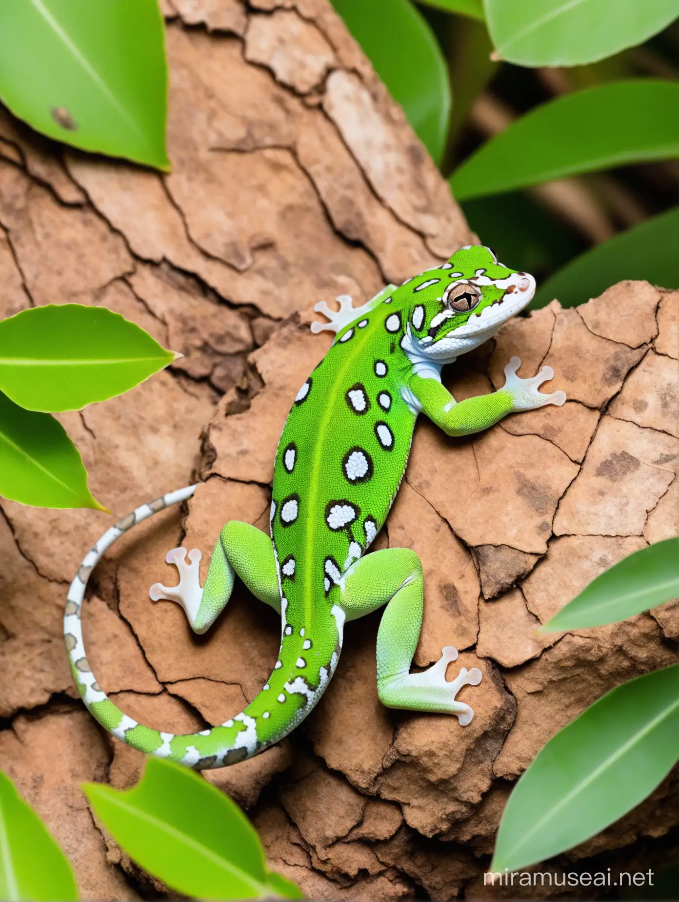 Camouflaged Gecko in Lush Tropical Environment
