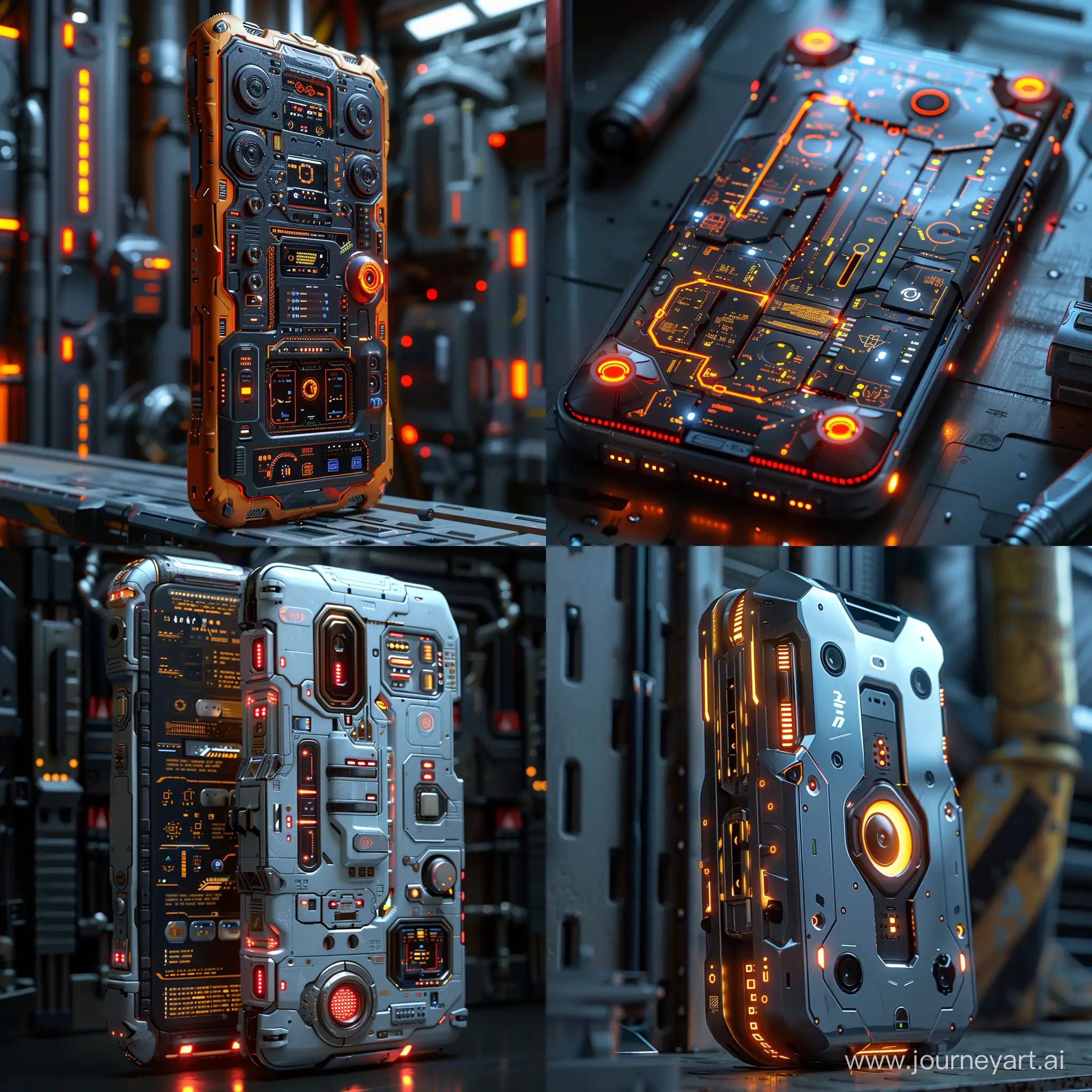 Futuristic sci-fi ultra-modern smartphone, octane render --stylize 1000