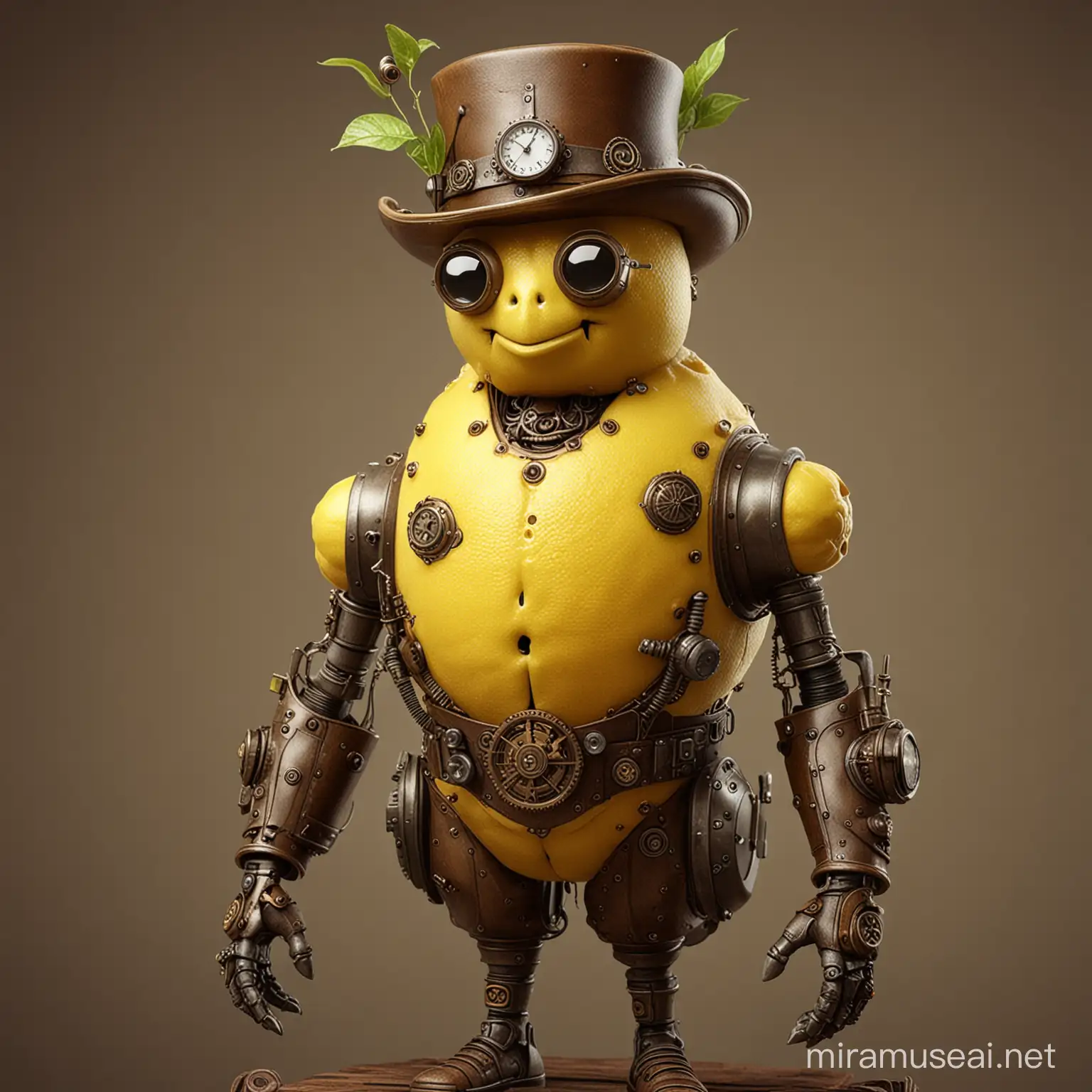 Steampunk Lemon Man in a Retro Mechanical World
