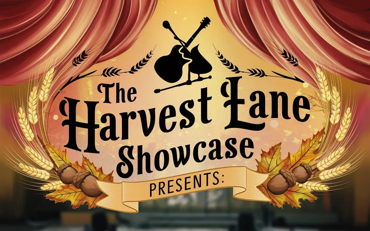 make me a banner that will hang over the concert hall stage that says "
The Harvest Lane Showcase presents:"