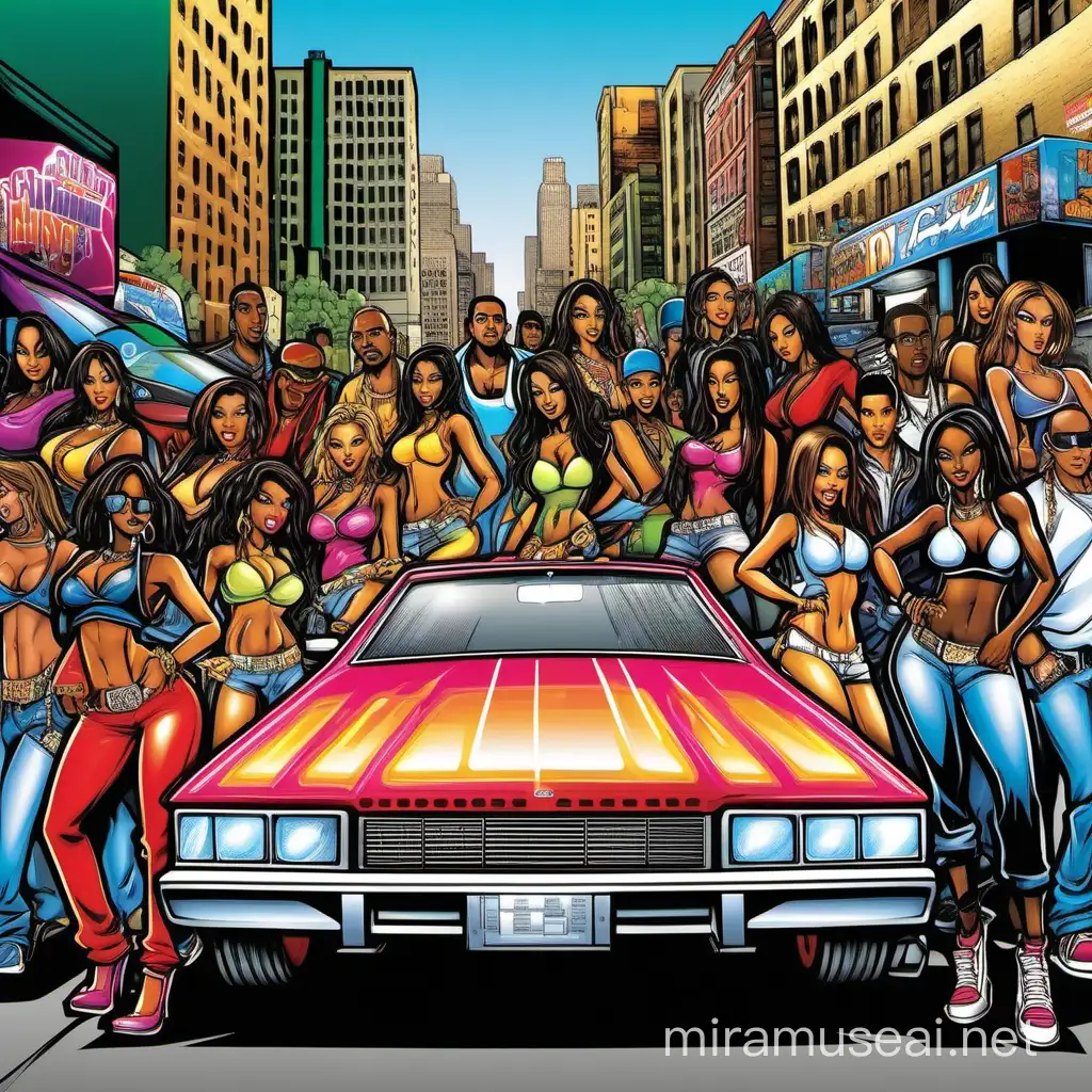 Blinged Cars and Latino Beauties Racing through the Mid2000s Cityscape