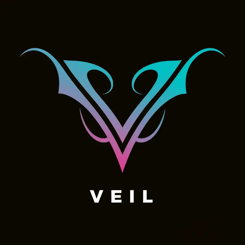 a logo design,with the text "VEIL", main symbol:A logo design with the letter "V" as the logo symbol, the text "veil" below the logo, a sense of haze, vibrant colors, suitable for the anime industry, clear background.,Minimalistic,be used in Entertainment industry,clear background