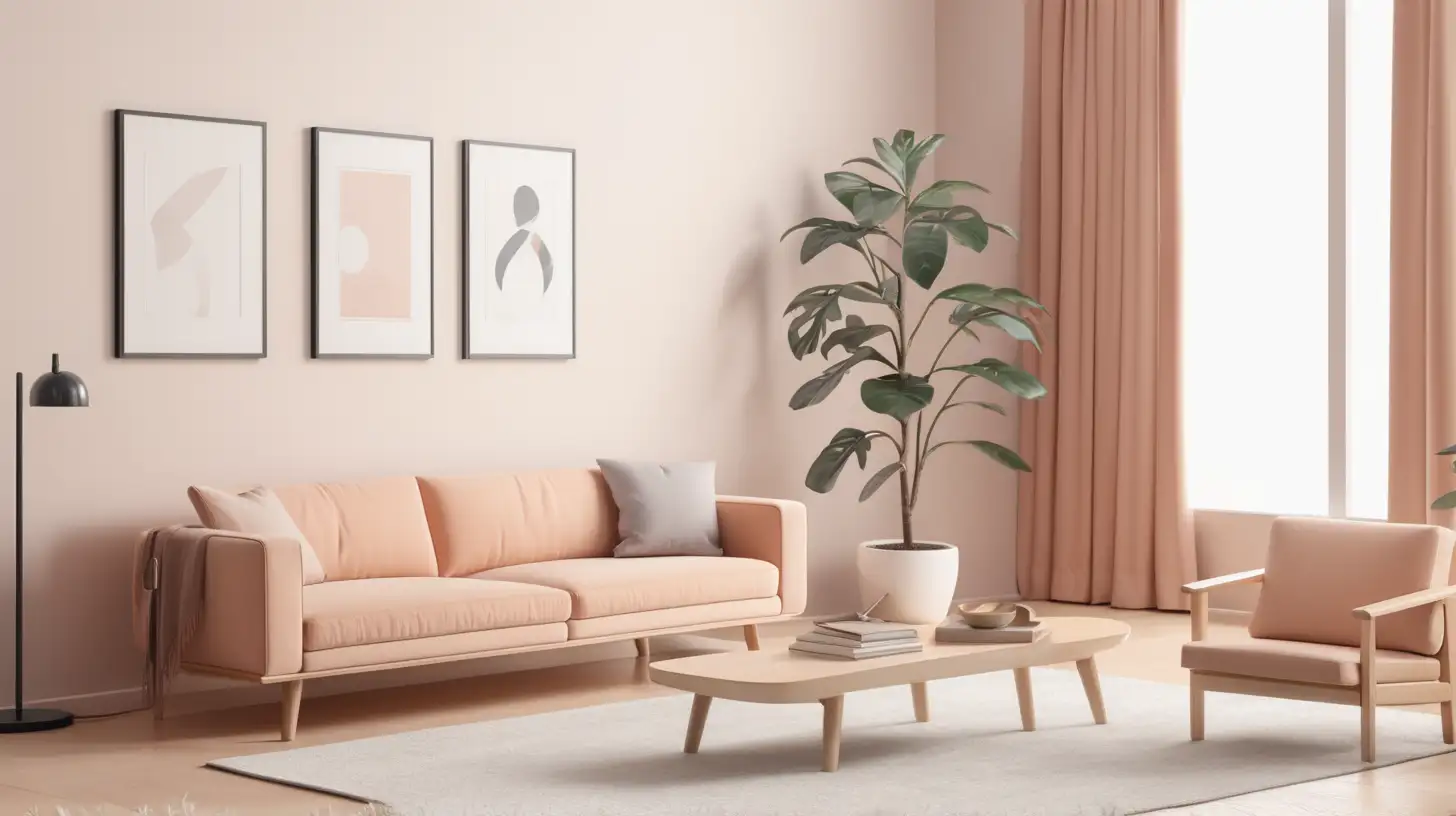 simple illustration of minimalist living room close up