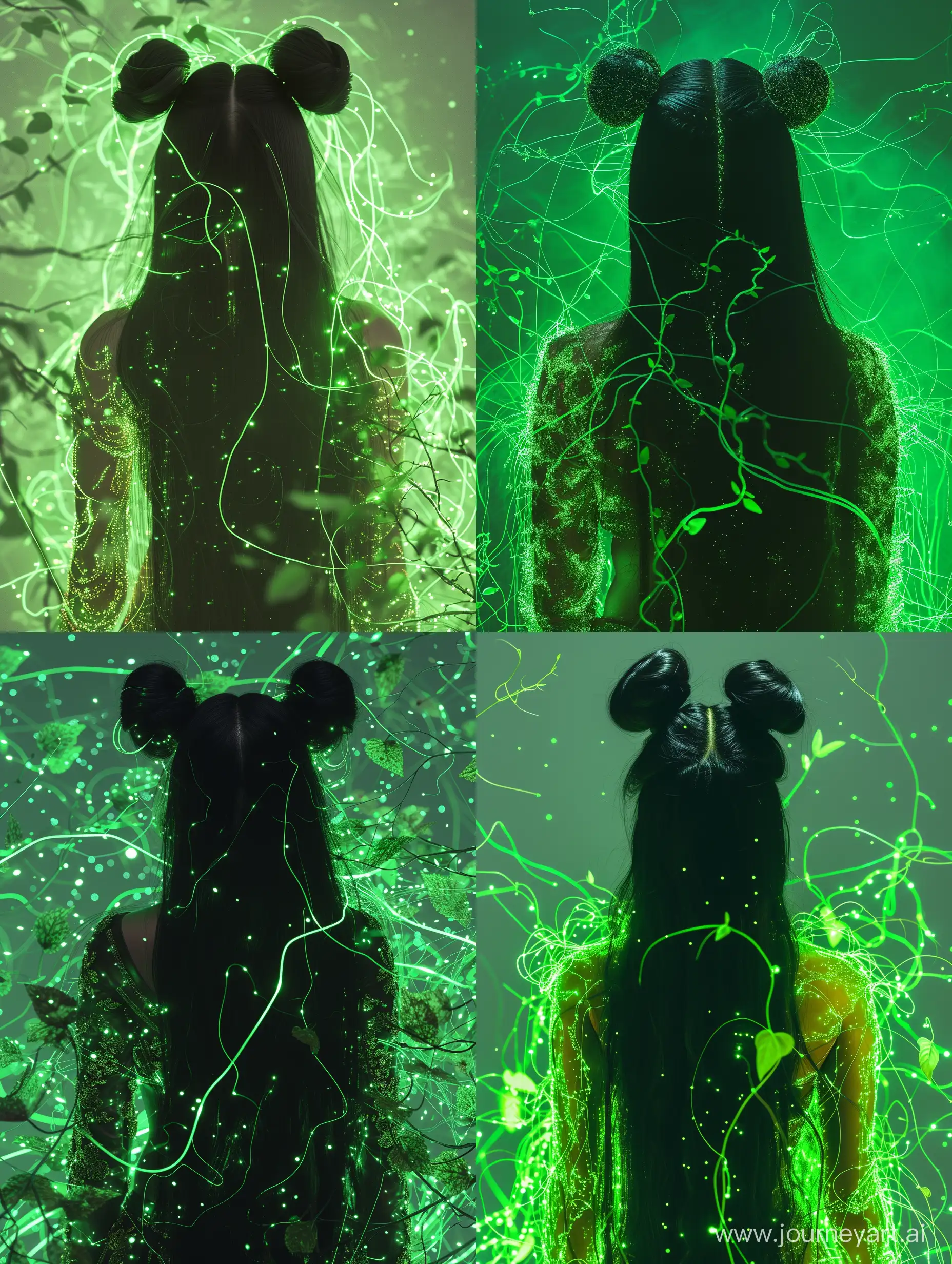 Goddess-of-Horticulture-Indian-Woman-in-Neon-Green-Silhouette