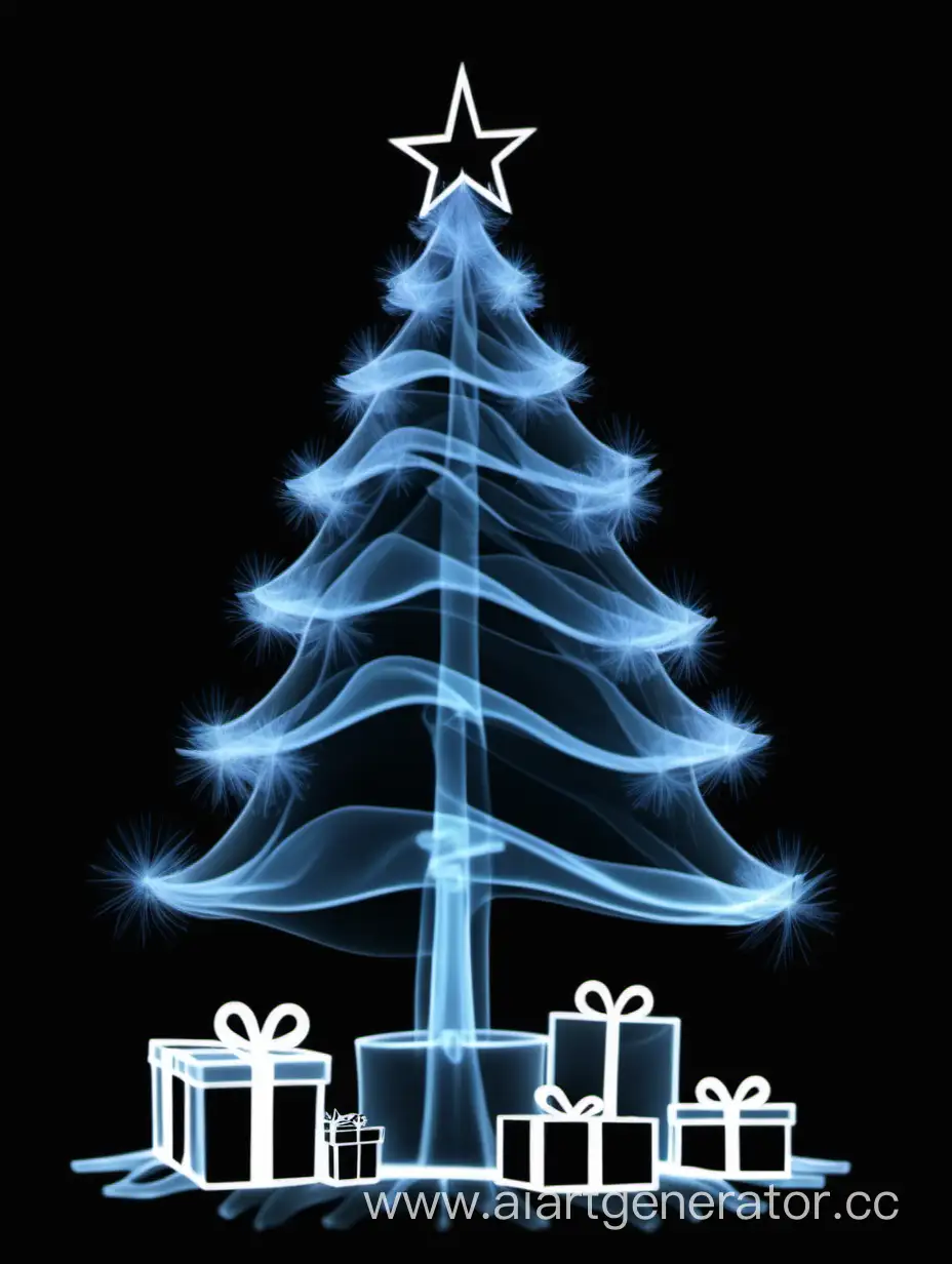 Christmas tree view X-ray, gifts under the tree view X-ray

