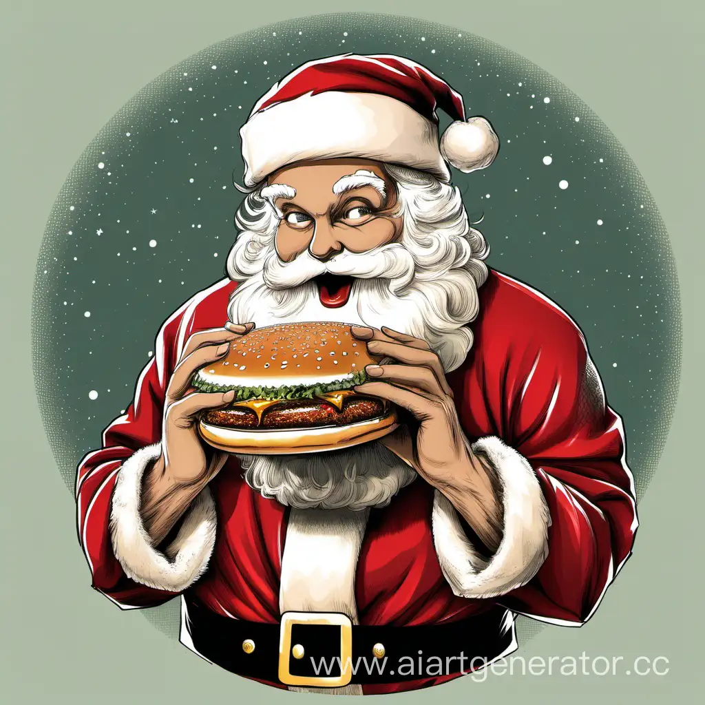 Jolly-Santa-Claus-Enjoying-a-Festive-Burger-Delight
