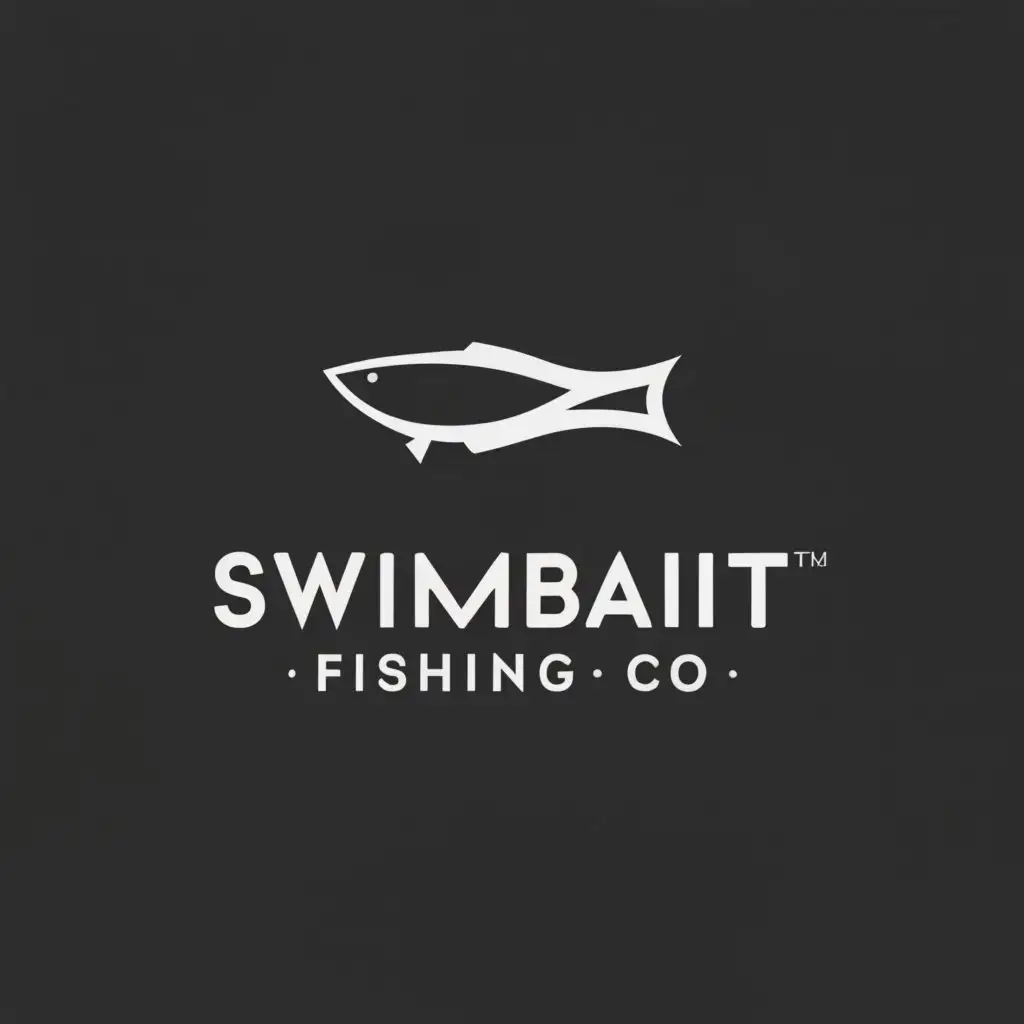 a logo design,with the text "SwimbaitFishingCO", main symbol:Fish,Minimalistic,clear background
