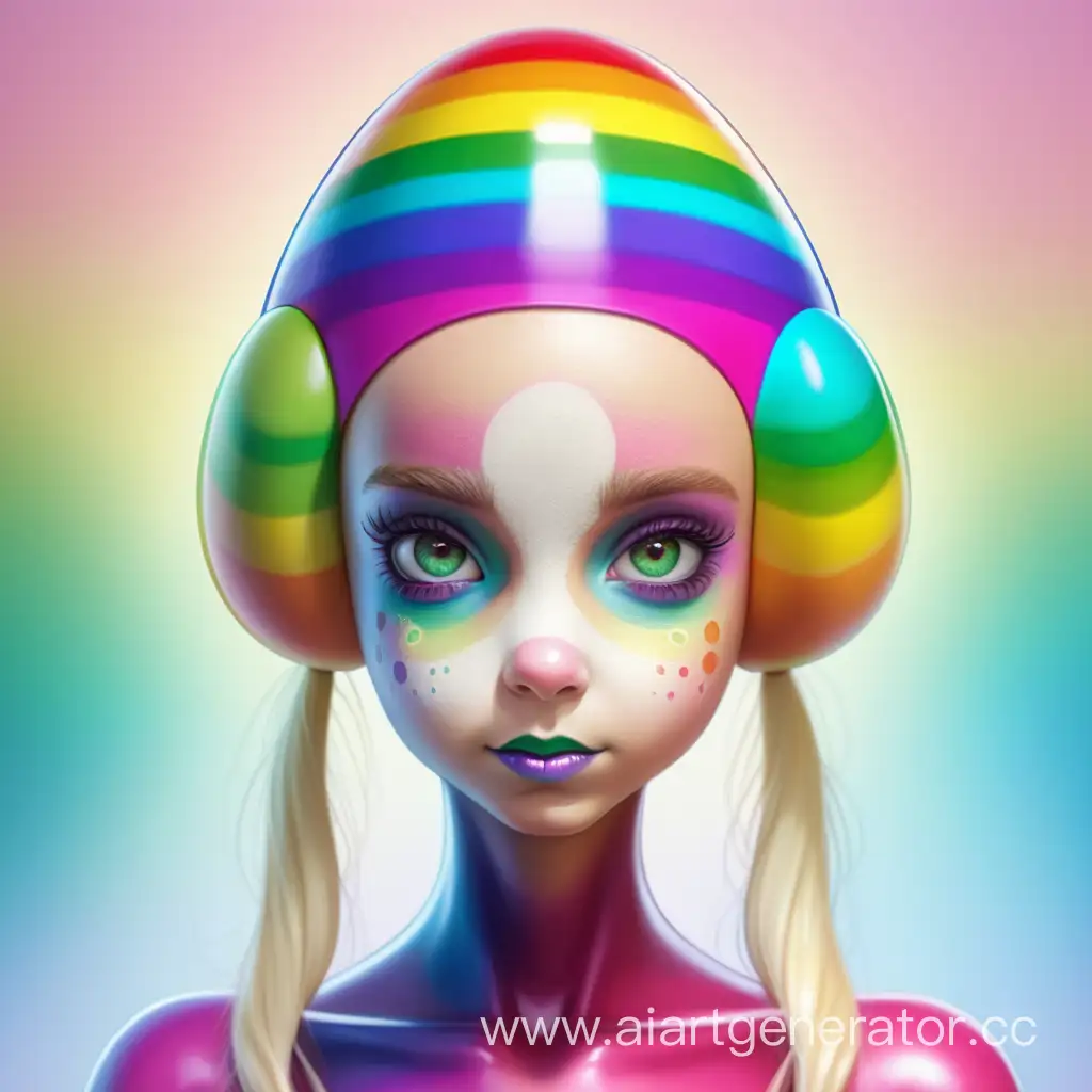 Adorable-Latex-Easter-Egg-Girl-with-Rainbow-Skin-and-Shell-Hat