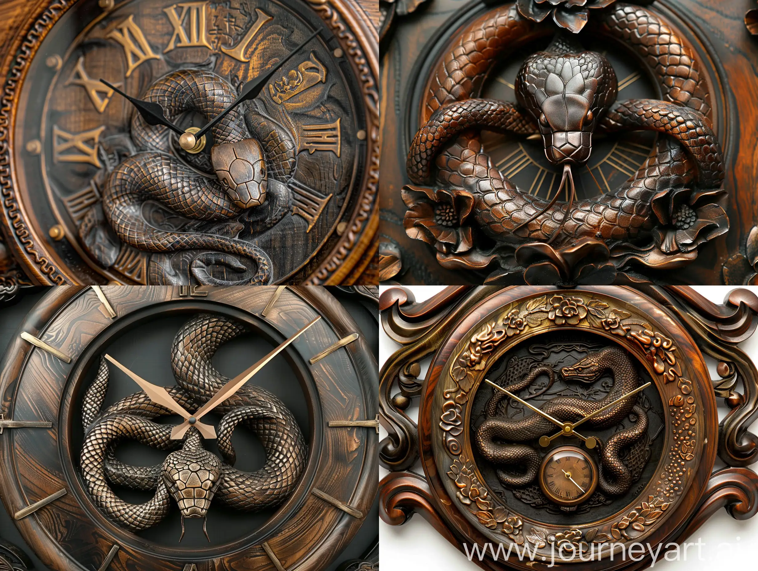 Chinese-Style-Wall-Clock-with-Snake-Relief-Sculpture