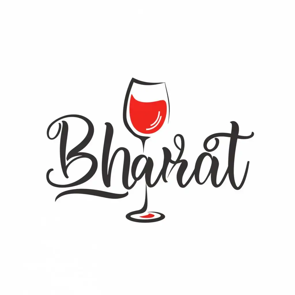 logo, Wine glass, with the text "Bharat ", typography, be used in Restaurant industry