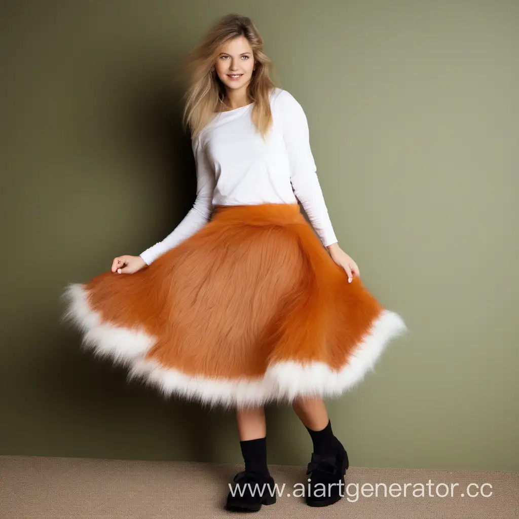 Foxy-Fluffy-Skirt-Fashion-Elegant-Vixen-in-a-Stunning-Ensemble