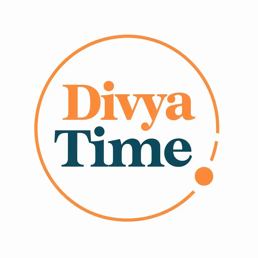 logo, this a mobile shop logo is in a circular shape without background and logo text color  orange circle color is orange  with include one dots in circle, with the text "divya time", typography, be used in Retail industry
