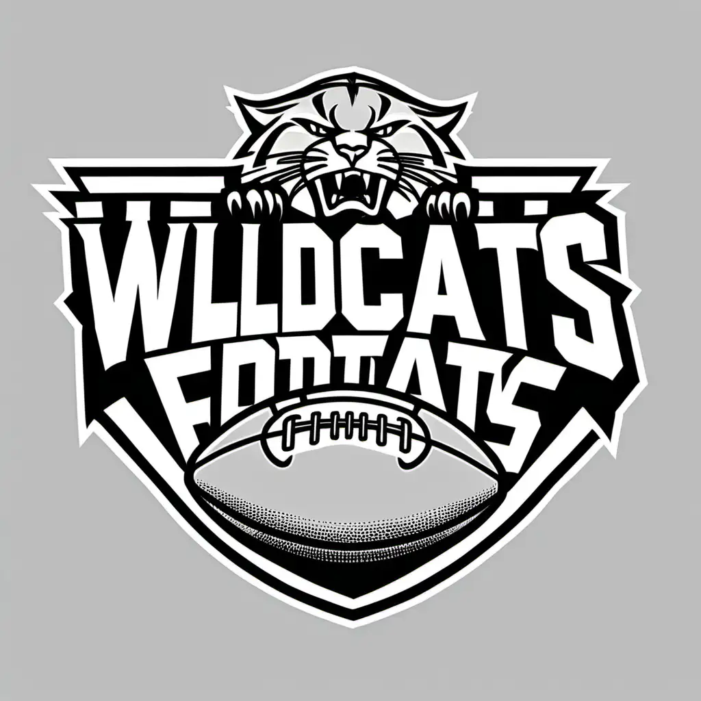 Wildcats Football, black outline, white background