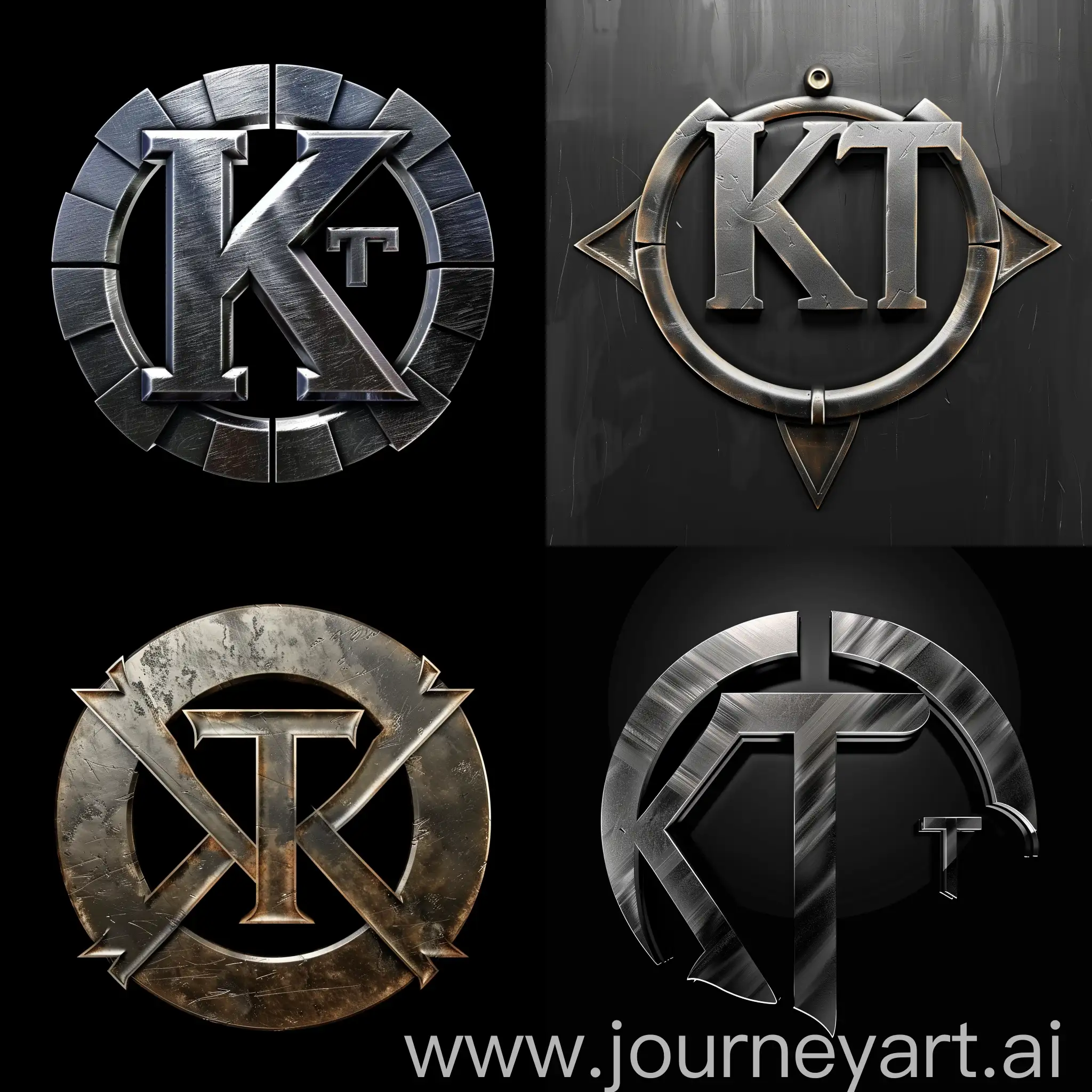 Logo ,Text K T in center, style Métal,