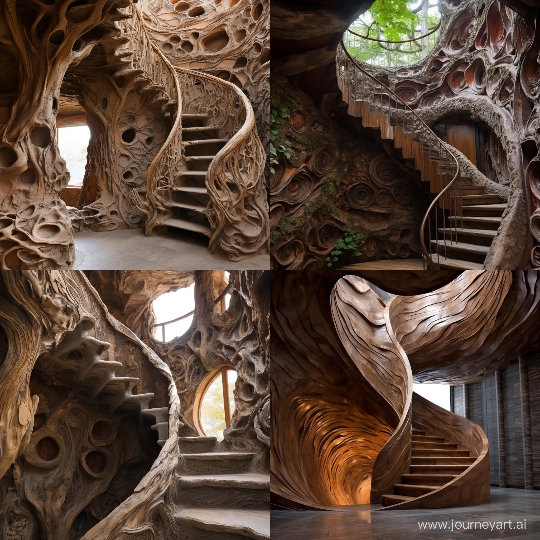 spiral staircase, wall inside the bark