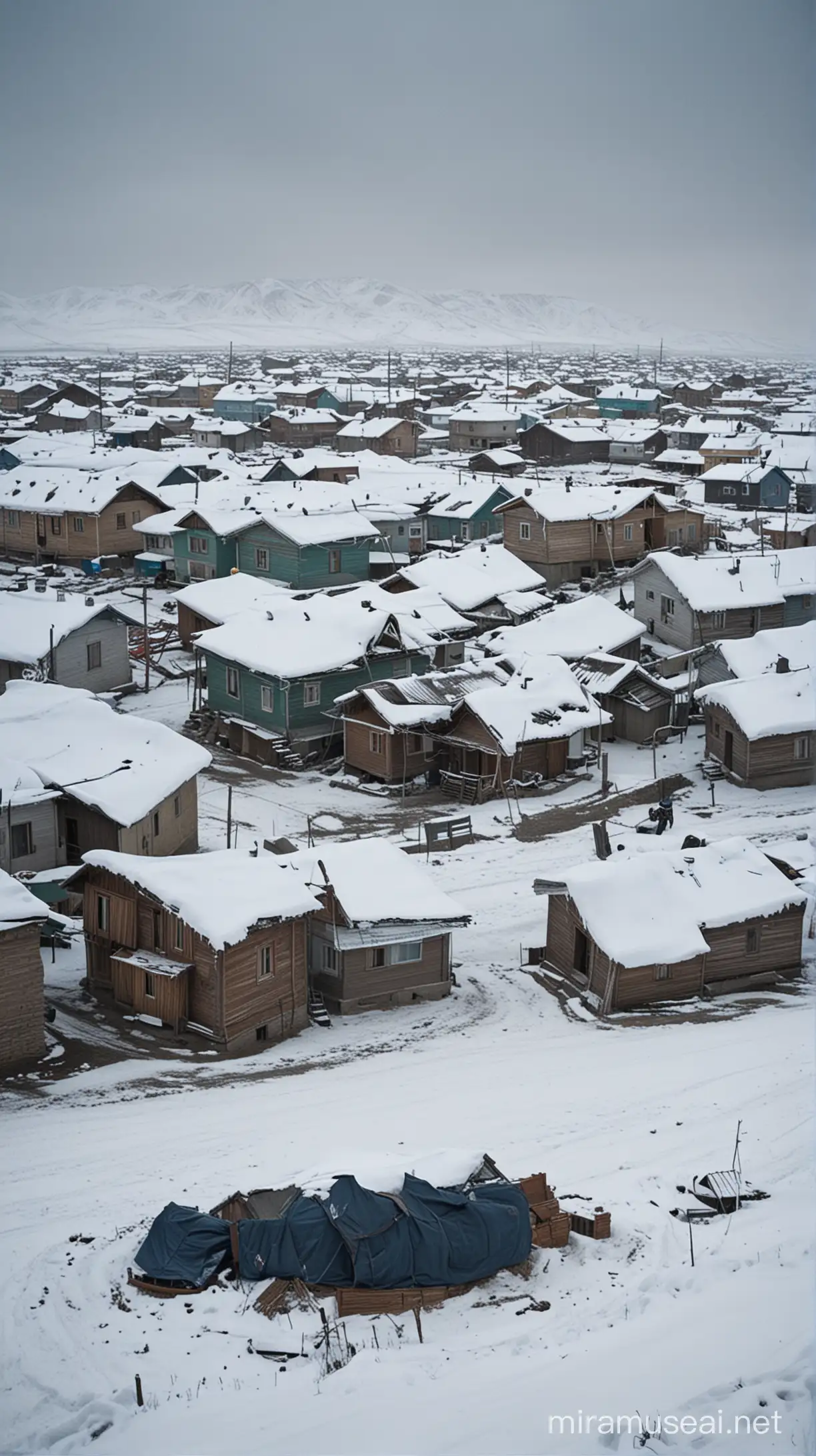 The visual could focus on the mysterious sleep disorder in the villages of Kalanchi and Krasnogorsk in Kazakhstan. It may depict various scenes illustrating the effects of this disorder: people suddenly falling asleep, lying on the streets, or struggling with fatigue and dizziness. Wintry landscapes depicting snow-covered houses and streets could add a mysterious atmosphere.


