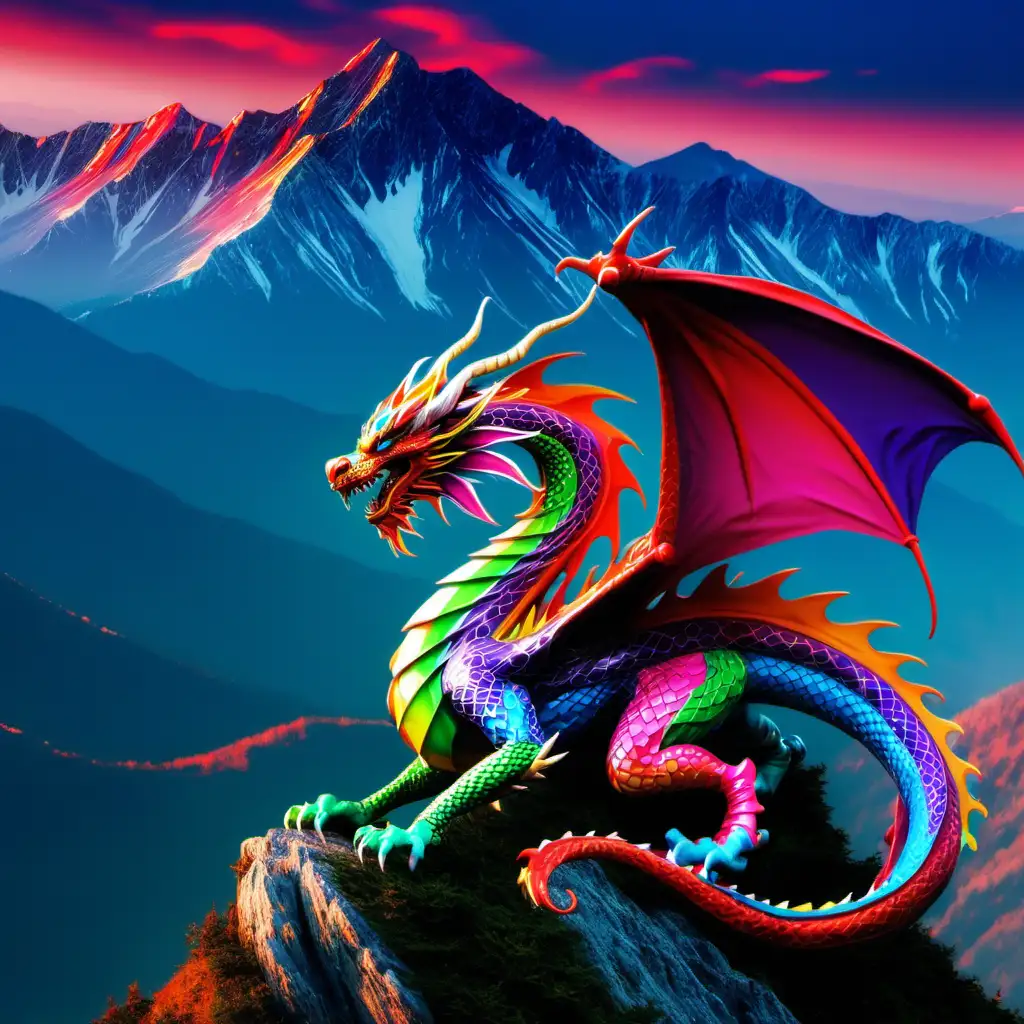Vibrant Mountain Dragon Art