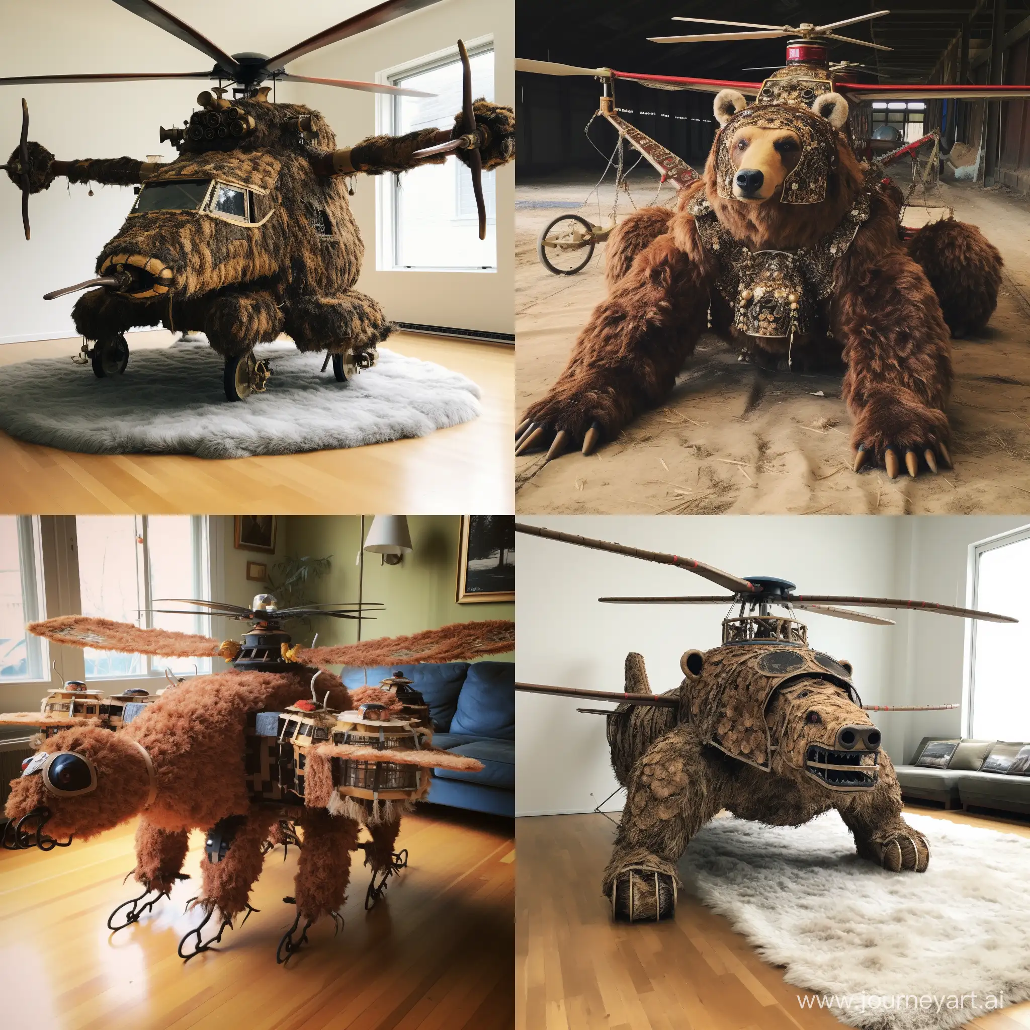 Copter made from bear rug